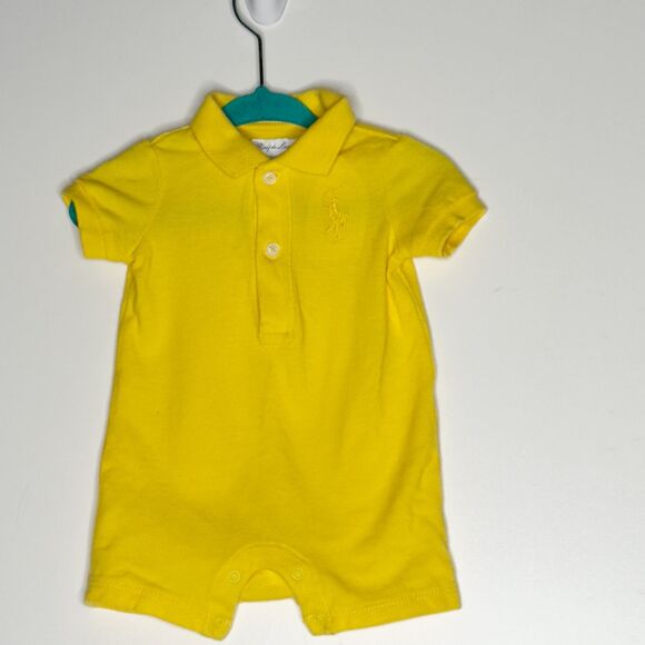 Polo Ralph Lauren Other - Polo Ralph Lauren Yellow Baby Cotton Romper Size 3 Months